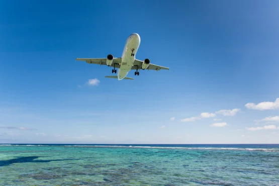 avion en vol pour transfert aéroport guadeloupe depuis deshaies